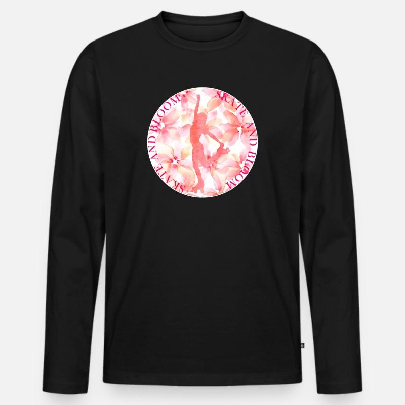 SKATE AND BLOOM - Männer Premium Bio Langarmshirt - Schwarz