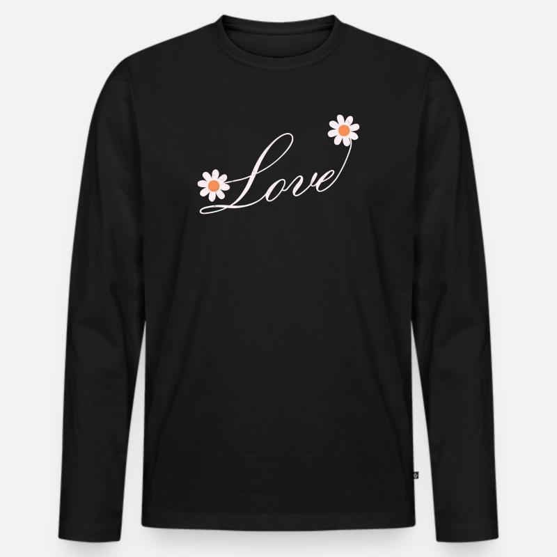 Blumenliebe Skript Design - Männer Premium Bio Langarmshirt - Schwarz