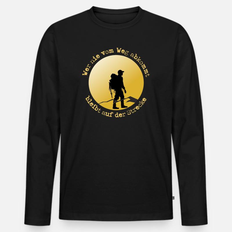 Wanderer auf der Straße - Männer Premium Bio Langarmshirt - Schwarz