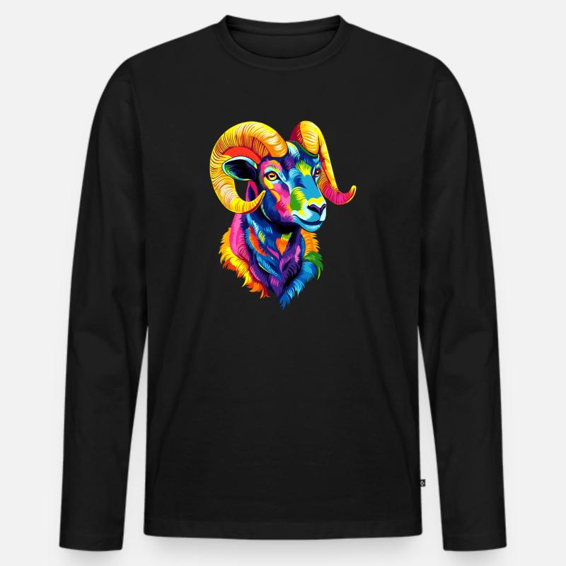 Ariete muflone Ariete Pecora Selvatica Pecora Maschio - Maglia a manica lunga ecologica premium da uomo - nero