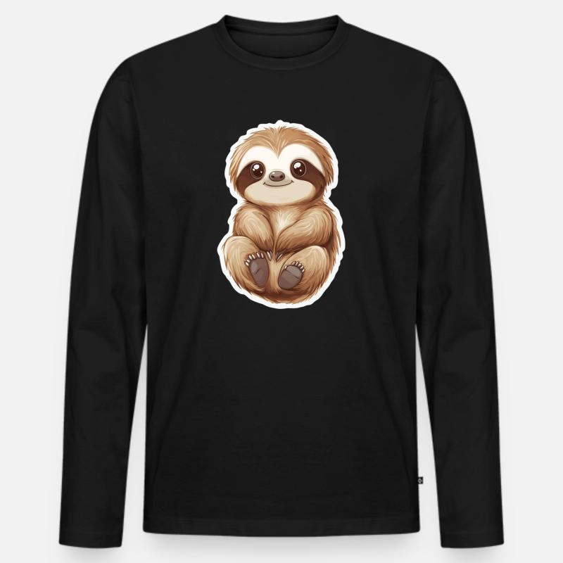 Faultier - Männer Premium Bio Langarmshirt - Schwarz