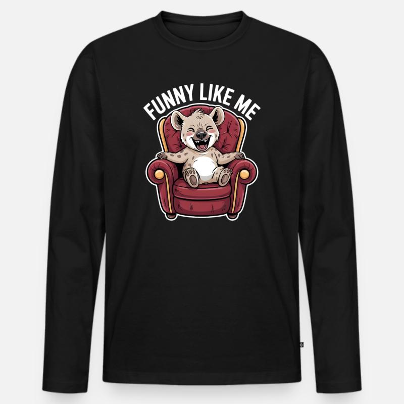 Niedliche Hyäne Comicfigur - Männer Premium Bio Langarmshirt - Schwarz