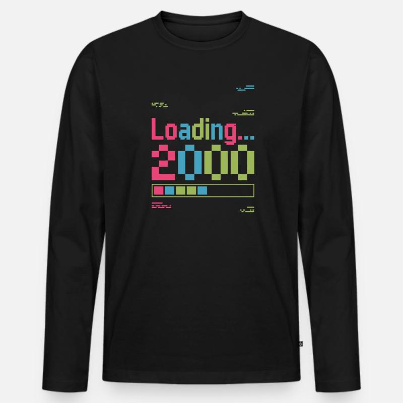 Pixel Retro Design Loading 2000 - Männer Premium Bio Langarmshirt - Schwarz