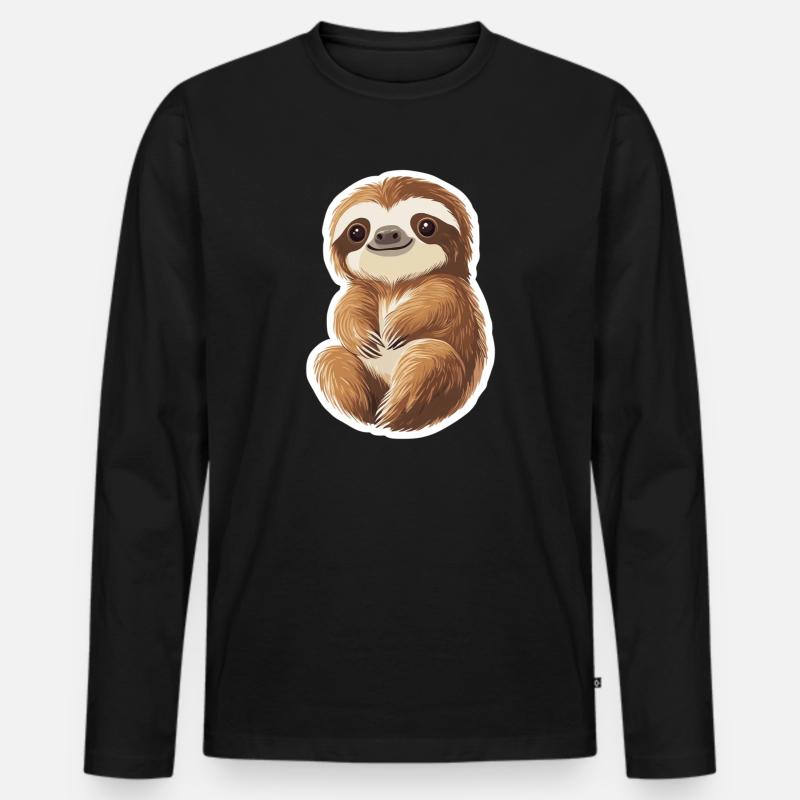 Faultier - Männer Premium Bio Langarmshirt - Schwarz