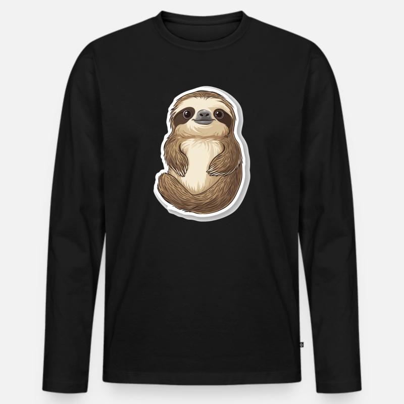 Faultier - Männer Premium Bio Langarmshirt - Schwarz