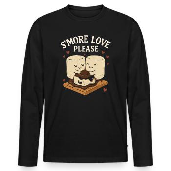 S’more Love Please - Doux amour autour d’un feu de camp - T-shirt manches longues Premium bio Homme - noir - Devant - Nico (187cm)