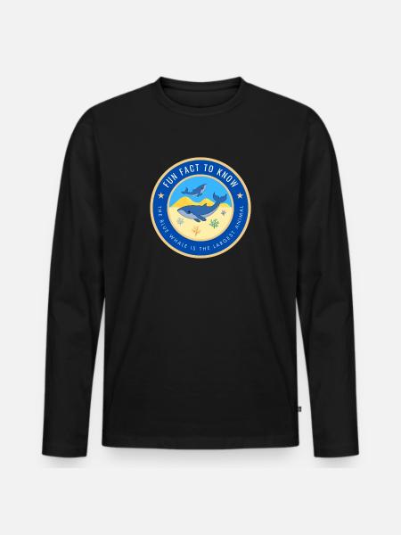 The blue whale is the largest animal - Men's Premium Organic Long Sleeve Shirt - black