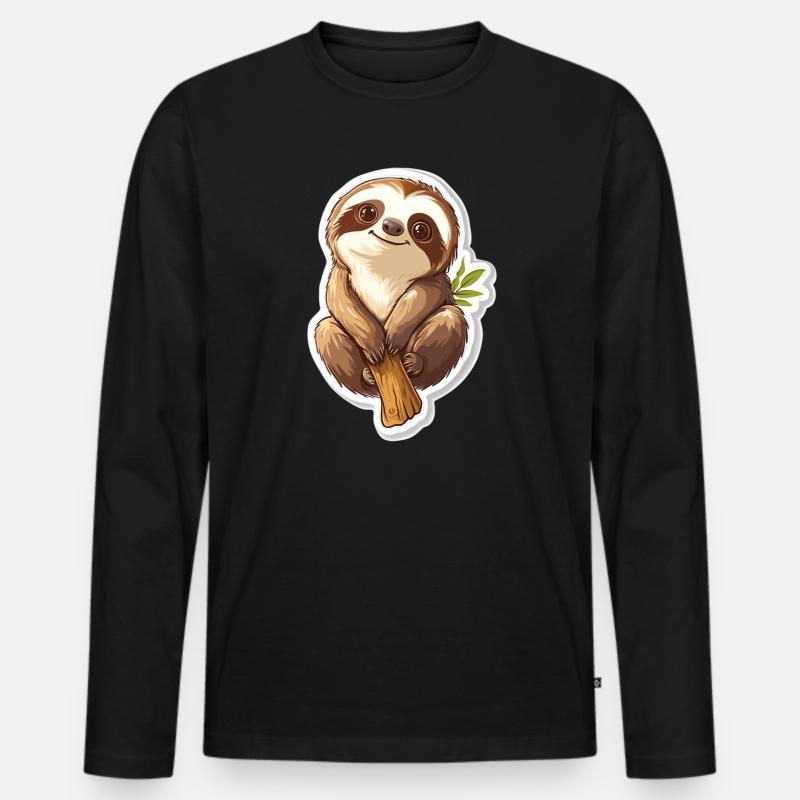 Faultier - Männer Premium Bio Langarmshirt - Schwarz