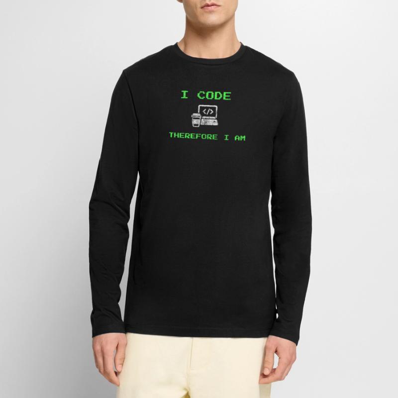 I Code Therefore I Am – Funny Developer Tee Men's Premium Organic Long Sleeve Shirt