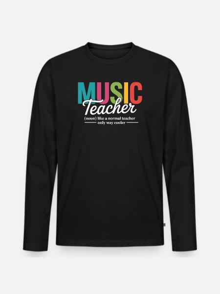 Lebendige Musiklehrer-Illustration - Männer Premium Bio Langarmshirt - Schwarz