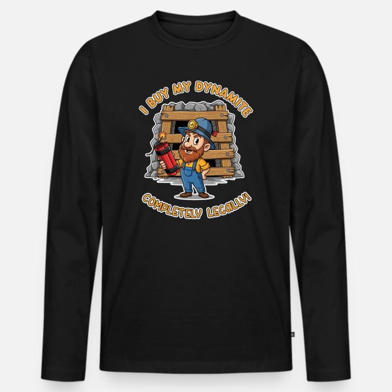 Dynamit-Miner ! - Männer Premium Bio Langarmshirt - Schwarz