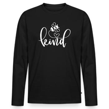 Freundlichkeit Schmetterlinge Wortgestaltung - Männer Premium Bio Langarmshirt - Schwarz - Vorne - Nico (187cm)