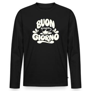 Buongiorno Cappuccino Italy Holidays - Men's Premium Organic Long Sleeve Shirt - black - Front - Nico (187cm)
