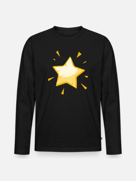 Shining Cartoon Star – Cheerful Golden Design - Men's Premium Organic Long Sleeve Shirt - black