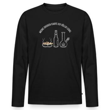 Meine Drogen – Völlig Legal ! - Männer Premium Bio Langarmshirt - Schwarz - Vorne - Nico (187cm)