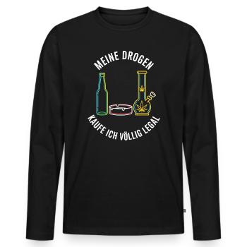Meine Drogen – Völlig Legal ! - Männer Premium Bio Langarmshirt - Schwarz - Vorne - Nico (187cm)