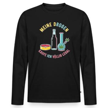 Meine Drogen – Völlig Legal ! - Männer Premium Bio Langarmshirt - Schwarz - Vorne - Nico (187cm)