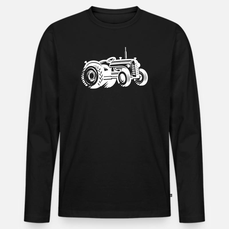 Traktor Silhouette Bauer Landwirtschaft - Männer Premium Bio Langarmshirt - Schwarz