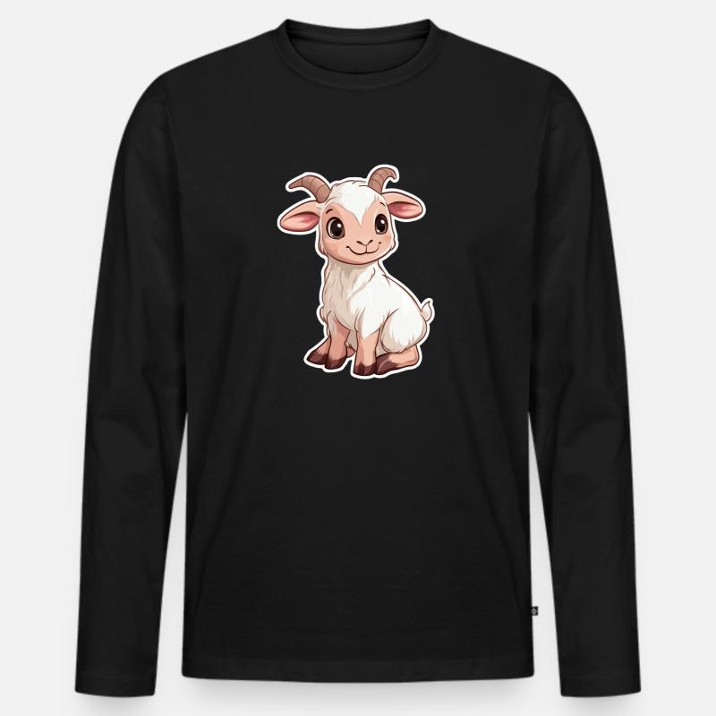 Ziege - Männer Premium Bio Langarmshirt - Schwarz