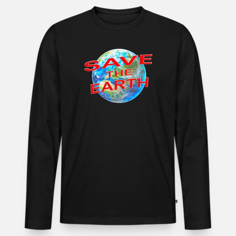 Save the Earth  - Männer Premium Bio Langarmshirt - Schwarz