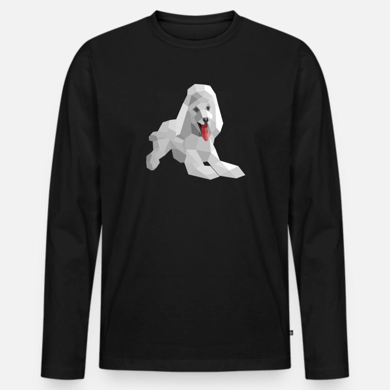 Eleganter Low-Poly-Pudel - Männer Premium Bio Langarmshirt - Schwarz