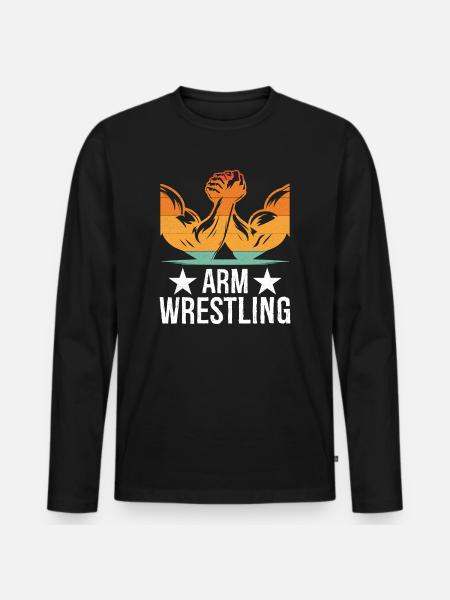 Arm Wrestling Tee - Männer Premium Bio Langarmshirt - Schwarz