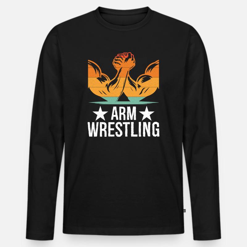 Arm Wrestling Tee - Männer Premium Bio Langarmshirt - Schwarz