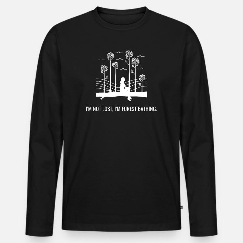 Forest Bathing - Männer Premium Bio Langarmshirt - Schwarz