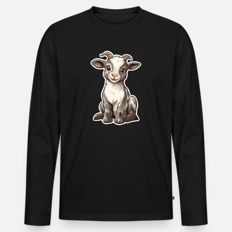 Ziege - Männer Premium Bio Langarmshirt - Schwarz