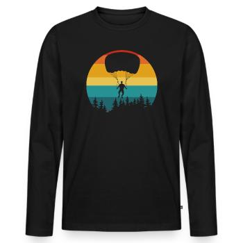 Skydiver silhouette retro nature - Men's Premium Organic Long Sleeve Shirt - black - Front - Nico (187cm)
