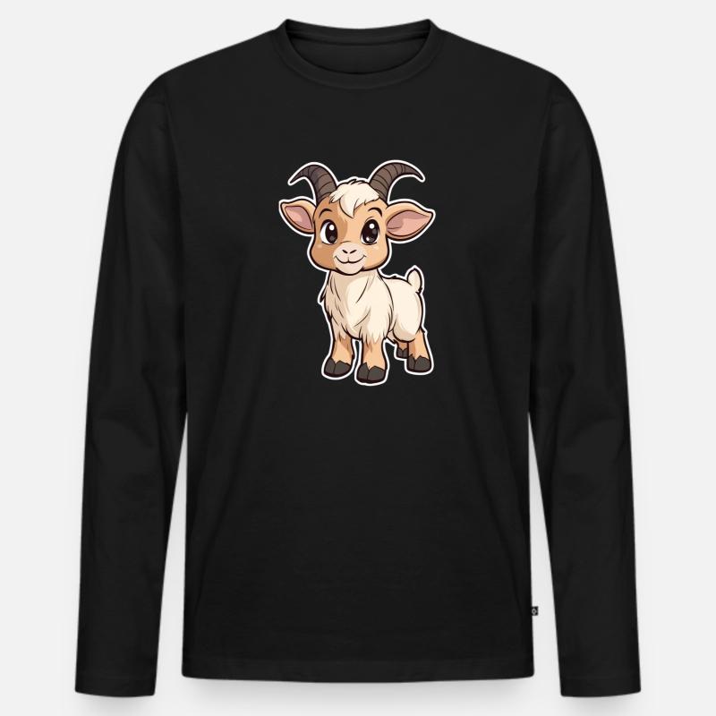 Ziege - Männer Premium Bio Langarmshirt - Schwarz