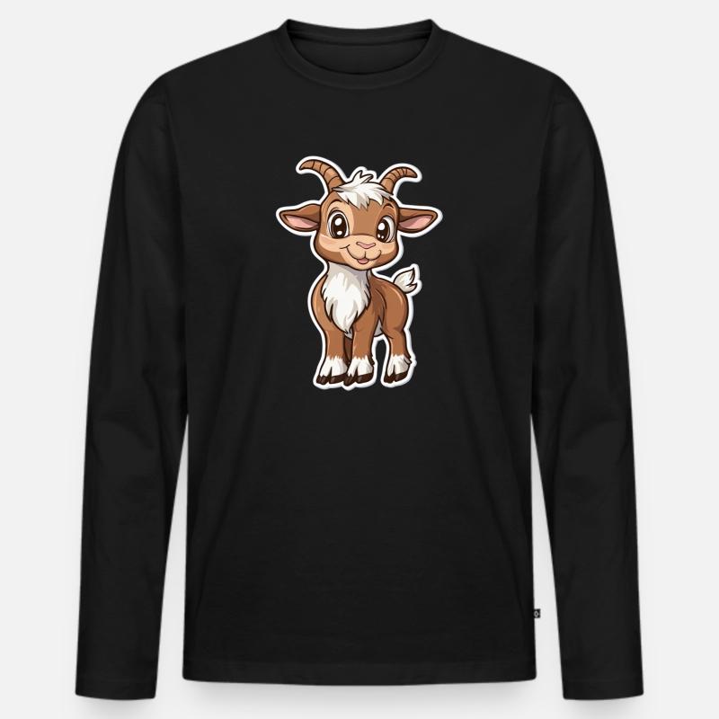 Ziege - Männer Premium Bio Langarmshirt - Schwarz