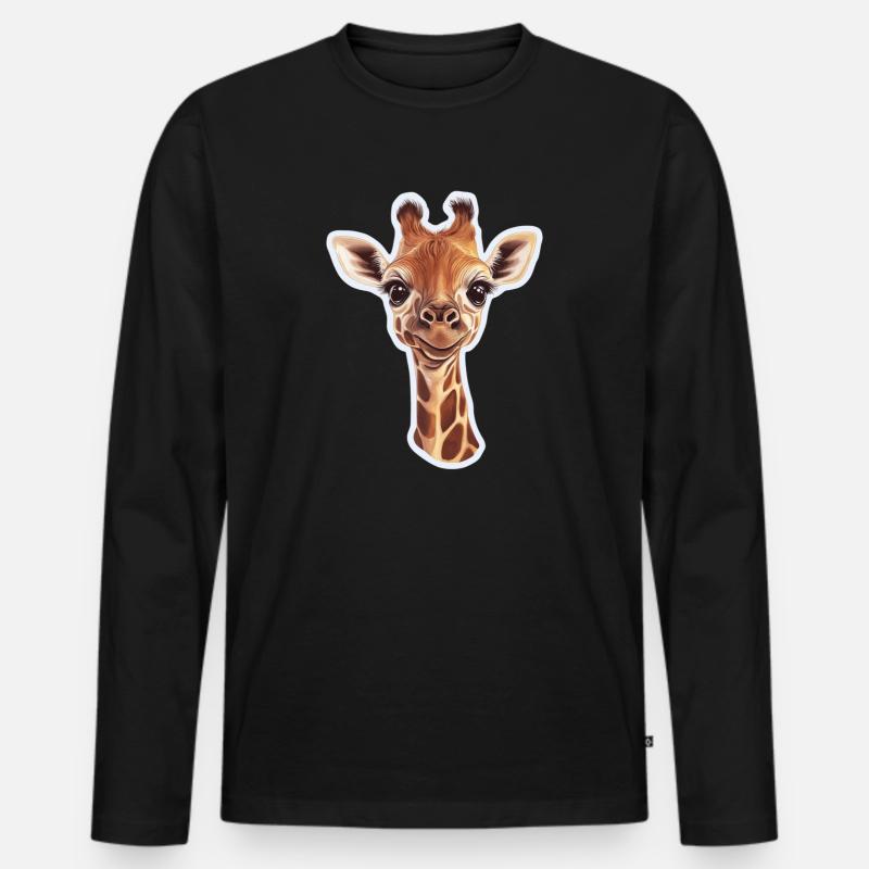 Giraffe - Männer Premium Bio Langarmshirt - Schwarz