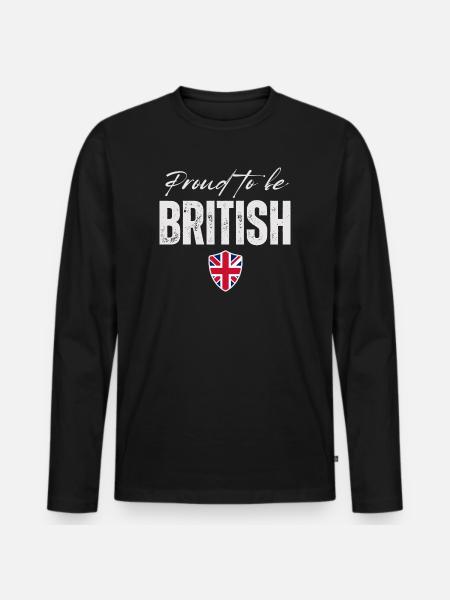 Proud British, Made in the UK - Men's Premium Organic Long Sleeve Shirt - black