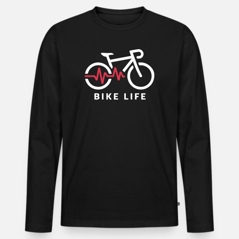 Fahrradleben Herzschlag Illustration - Männer Premium Bio Langarmshirt - Schwarz