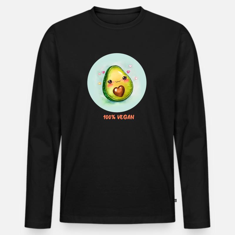Vegane Avocado - Männer Premium Bio Langarmshirt - Schwarz