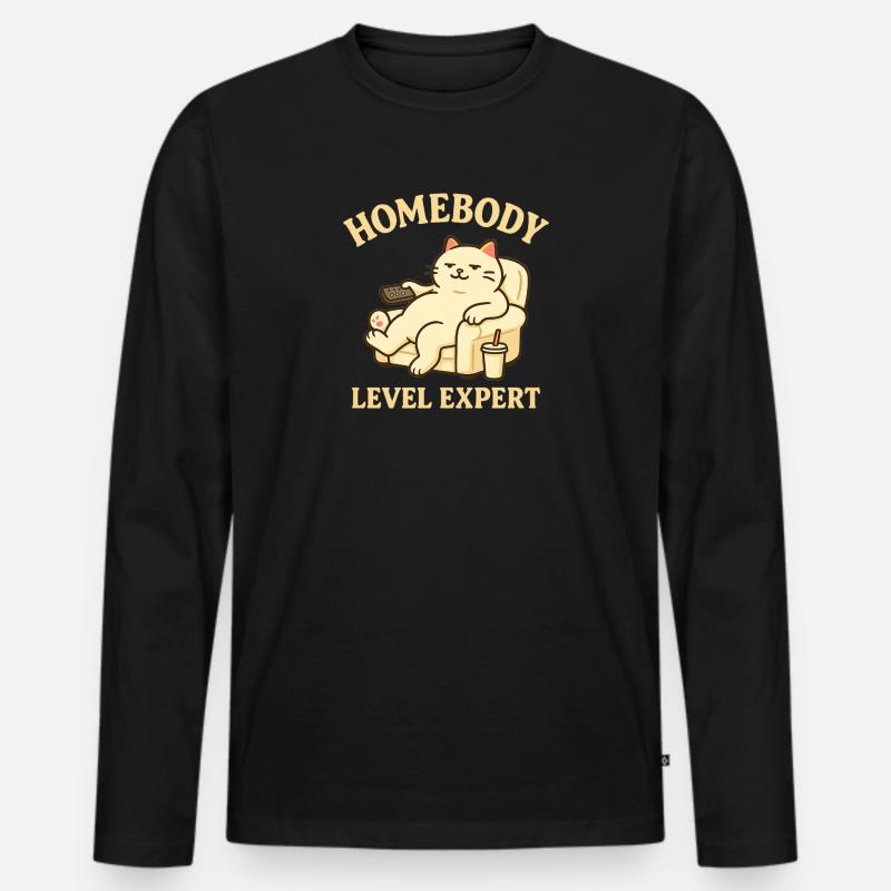 Stubenhocker: Level Experte - Männer Premium Bio Langarmshirt - Schwarz