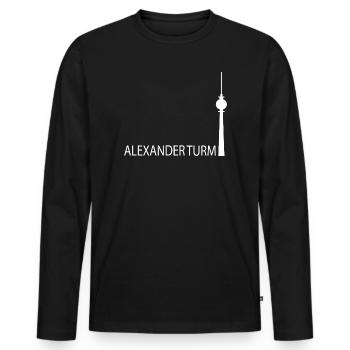 Witziger Berliner Fernsehturm Silhouette Parodie - Männer Premium Bio Langarmshirt - Schwarz - Vorne - Nico (187cm)