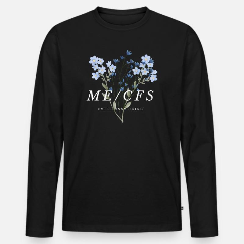 ME/CFS Flowers white - Männer Premium Bio Langarmshirt - Schwarz