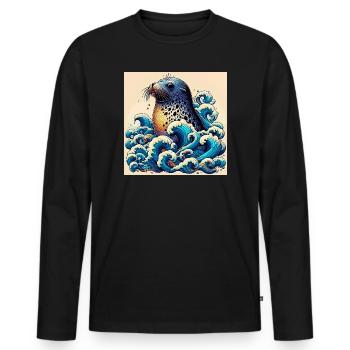 Phoque - T-shirt manches longues Premium bio Homme - noir - Devant - Nico (187cm)