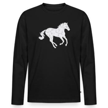 White horse galloping - Men's Premium Organic Long Sleeve Shirt - black - Front - Nico (187cm)