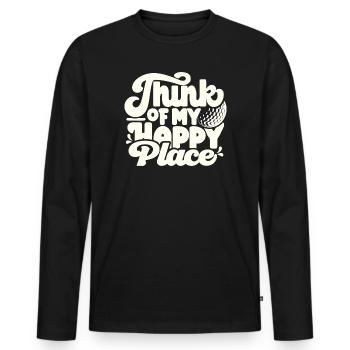 Golf & Golf Happy Place - Men's Premium Organic Long Sleeve Shirt - black - Front - Nico (187cm)
