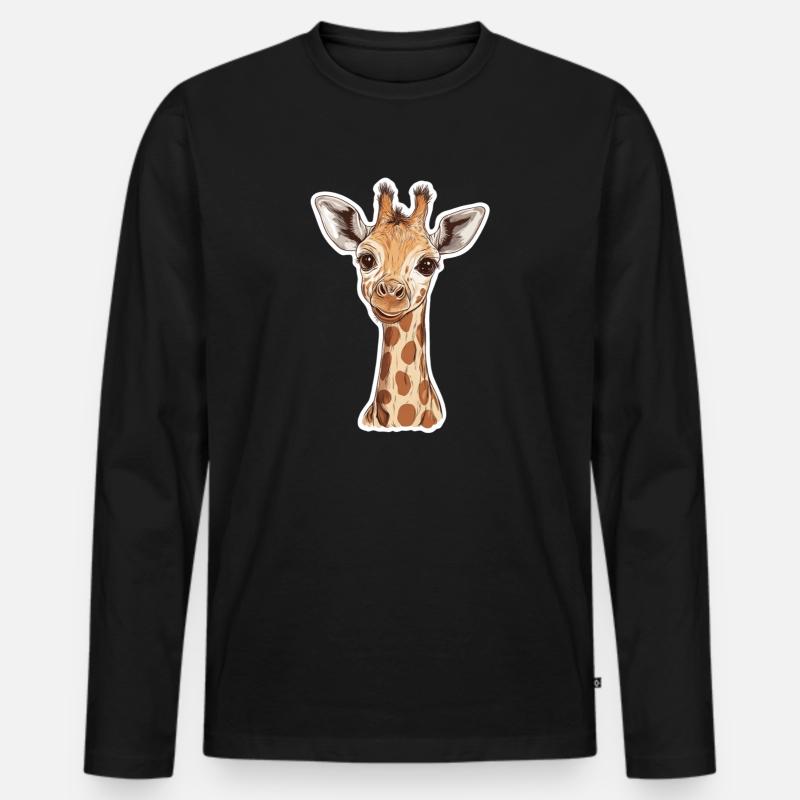 Giraffe - Männer Premium Bio Langarmshirt - Schwarz