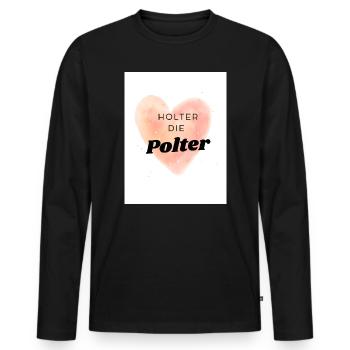 Poltern  - Männer Premium Bio Langarmshirt - Schwarz - Vorne - Nico (187cm)
