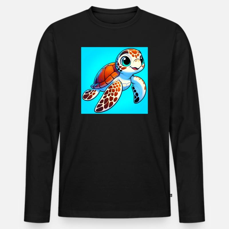 Schildkröte - Männer Premium Bio Langarmshirt - Schwarz