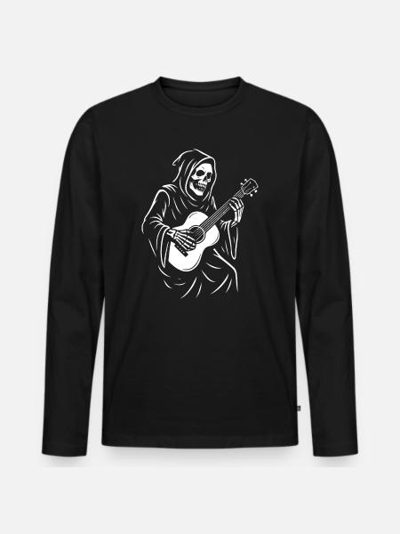 Grim Reaper Playing Guitar Design - Men's Premium Organic Long Sleeve Shirt - black