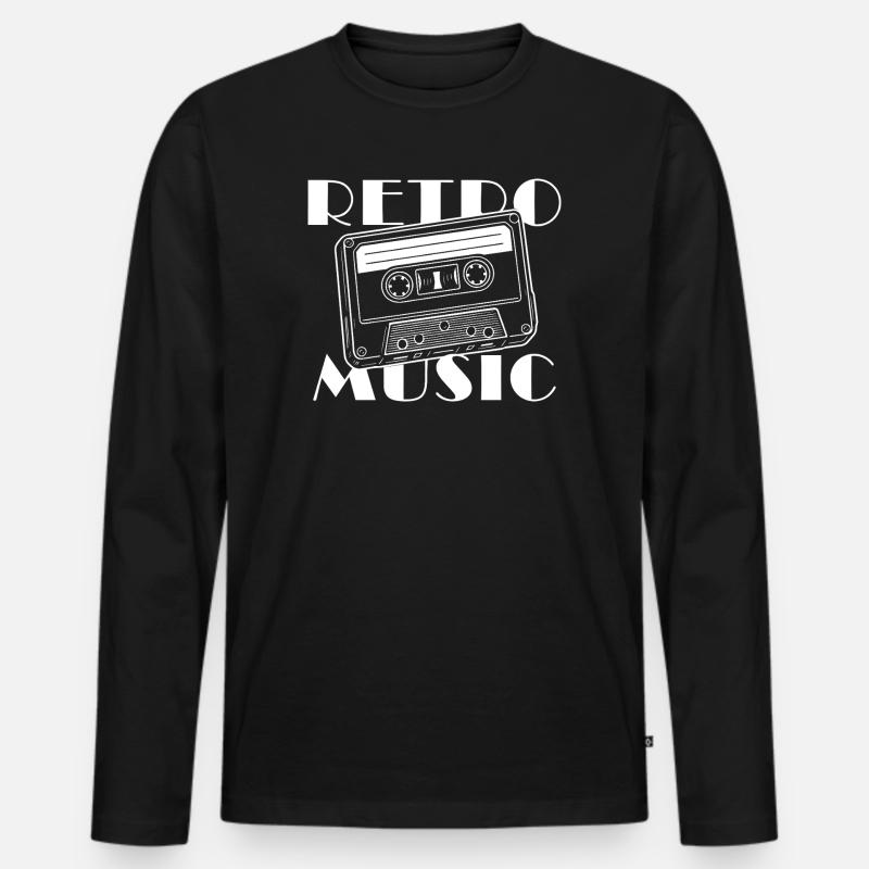 Retro Kassette Tape Musikdesign - Männer Premium Bio Langarmshirt - Schwarz