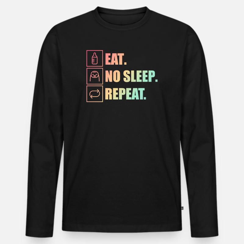Eat. No Sleep. Repeat. – Elternmodus aktiv - Männer Premium Bio Langarmshirt - Schwarz