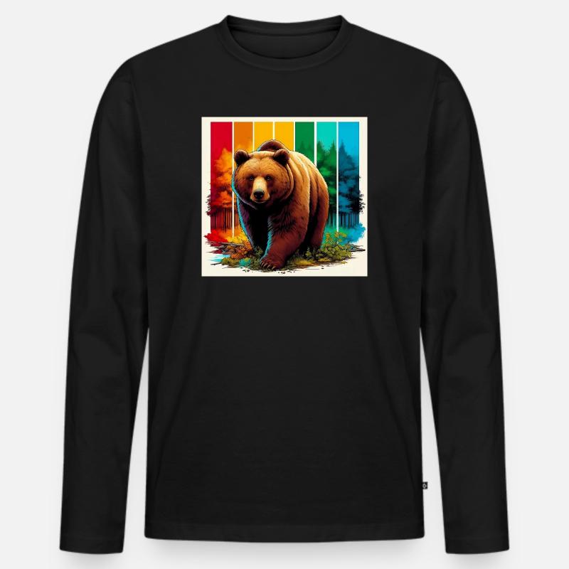 Bär - Männer Premium Bio Langarmshirt - Schwarz