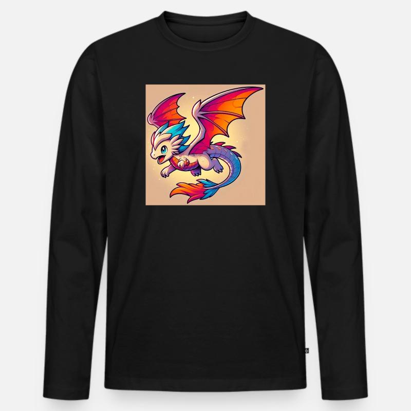 Drache - Männer Premium Bio Langarmshirt - Schwarz